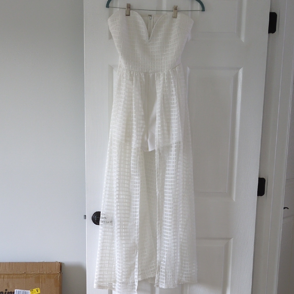 White Strapless Jumpsuit